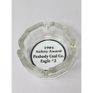 1984 Peabody Coal Co. Safety Award Glass Ashtray‎ Octagonal Eagle #2